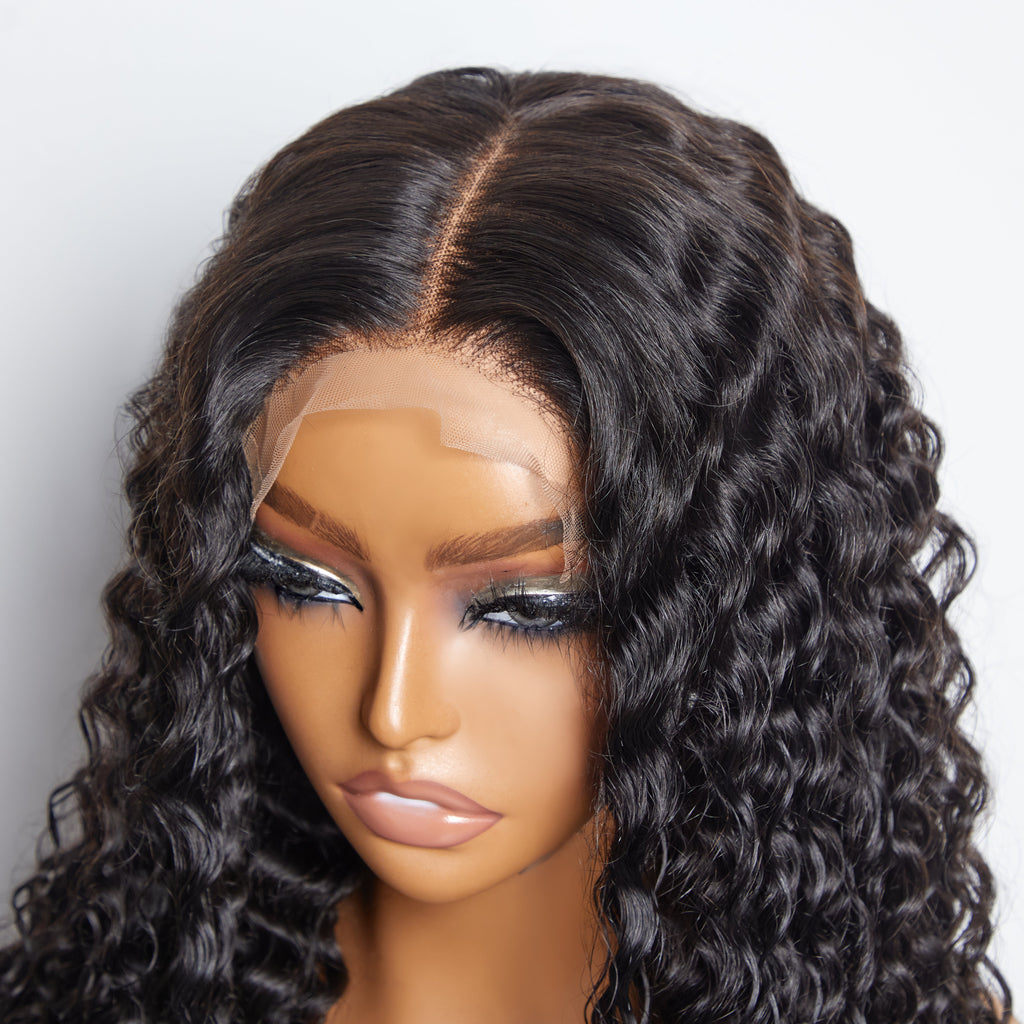 Human Hair 5x5 Glueless Lace Closure Wig Deep Wave
