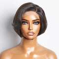 Human Hair 4x4 Lace Closure Bob Wig Straight 8" Side Part