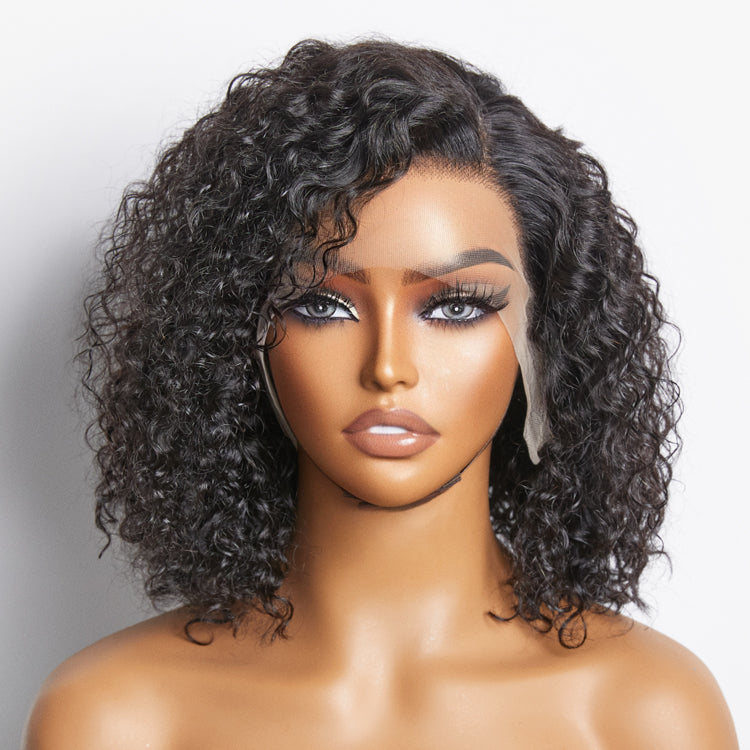 Human Hair 13x4 Lace Frontal Bob Wig Curly 10"