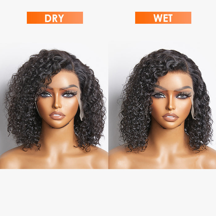 Human Hair 13x4 Lace Frontal Bob Wig Curly 10"