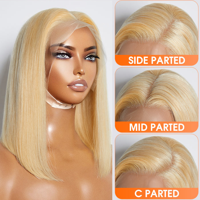 Human Hair 13x4 Lace Frontal Bob Wig #613 Blonde