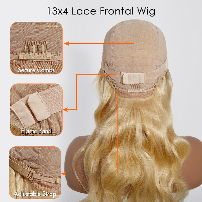 Human Hair 13x4 Lace Frontal Wig #613 Blonde Body Wave