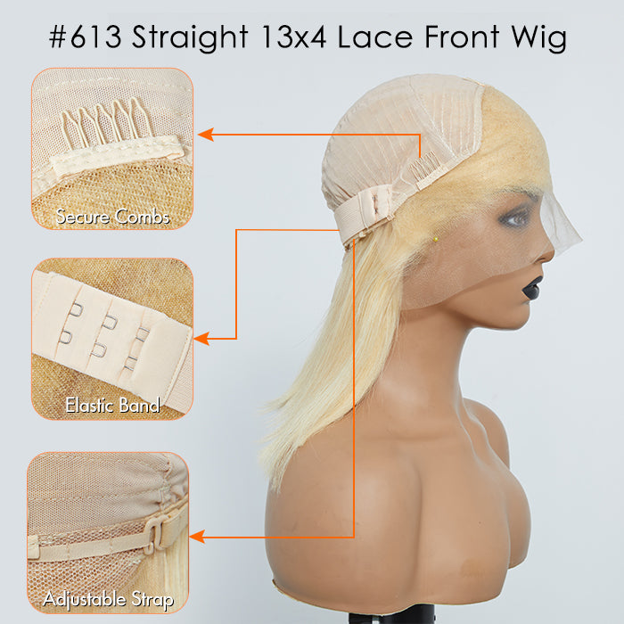 Human Hair 13x4 Lace Frontal Bob Wig #613 Blonde