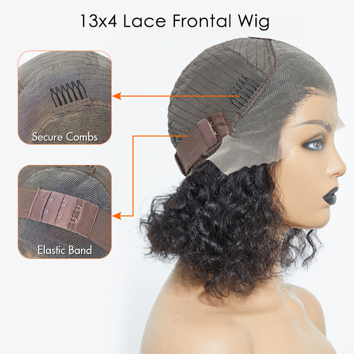 Human Hair 13x4 Lace Frontal Bob Wig Water Wave